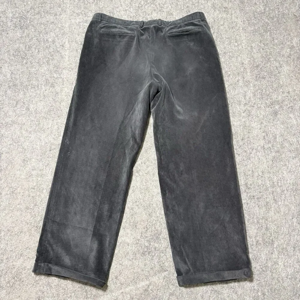 Armani Collezioni Grey Corduroy Pants Loose Fit Wide Leg Trousers Mens 38x29